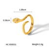 Wholesale Stainless Steel Retro Animal Snakeshaped Open Ring With Oil Dripping Design Hand Jewelry