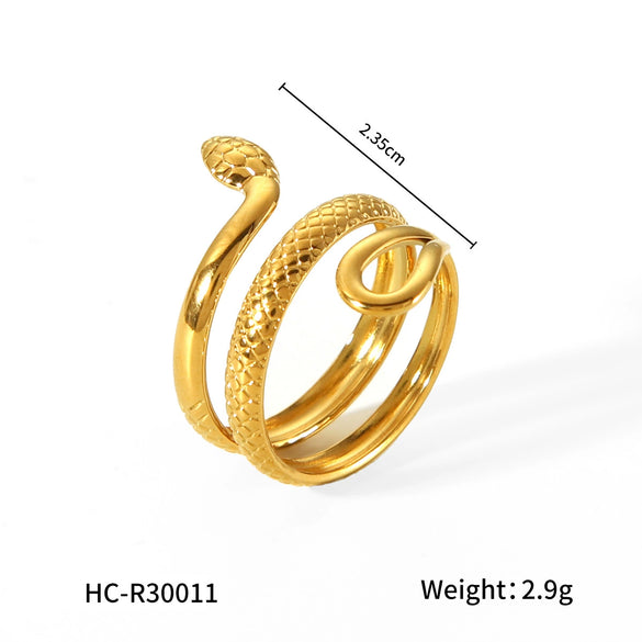 Wholesale Stainless Steel Retro Animal Snakeshaped Open Ring With Oil Dripping Design Hand Jewelry