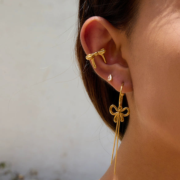 Wholesale Stainless Steel Retro Bohemian Style Cshaped Bow Tassel Earrings For Women