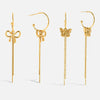 Wholesale Stainless Steel Retro Bohemian Style Cshaped Bow Tassel Earrings For Women