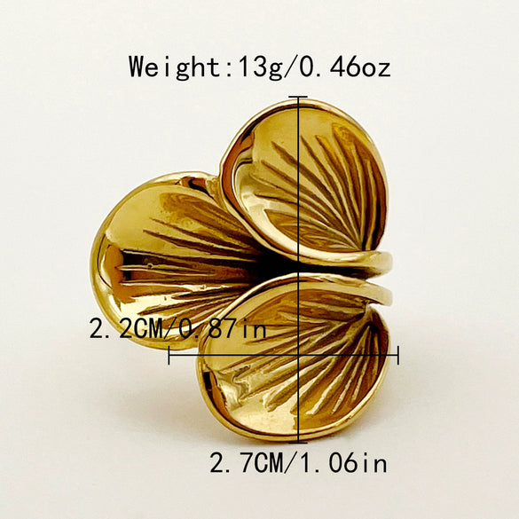 Wholesale Stainless Steel Retro Creative Trumpet Flower Ring With Electroplating For Women