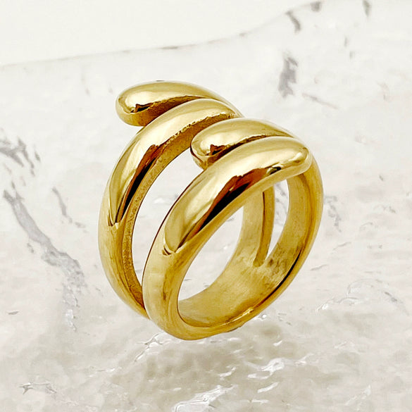 Wholesale Stainless Steel Retro Cross Fourlayer Women's Ring With Electroplating