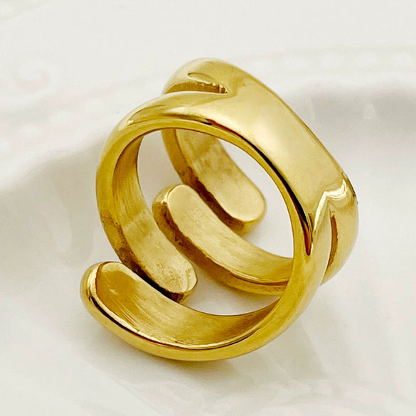 Wholesale Stainless Steel Retro Cross Fourlayer Women's Ring With Electroplating