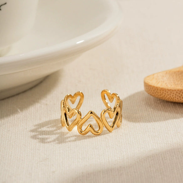 Wholesale Stainless Steel Retro Elegant Heart Ring Jewelry With Electroplating And Geometric Design