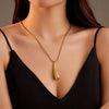 Wholesale Stainless Steel Retro Exaggerated Water Drop Cut Out Pendant Necklace With 18K Gold Electroplated Clavicle Chain For Women