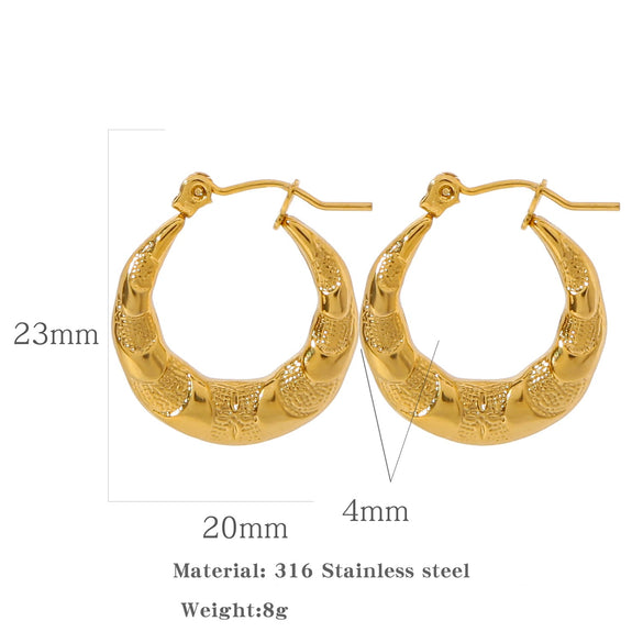 Wholesale Stainless Steel Retro Fashion Plant Flowers Pattern Electroplated Women's Ear Buckles