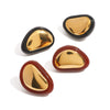 Wholesale Stainless Steel Retro Flat Round Red Geometric Earrings With Electroplating
