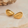 Wholesale Stainless Steel Retro Geometric Clam Shell Earrings Electroplated Nonfading Jewelry