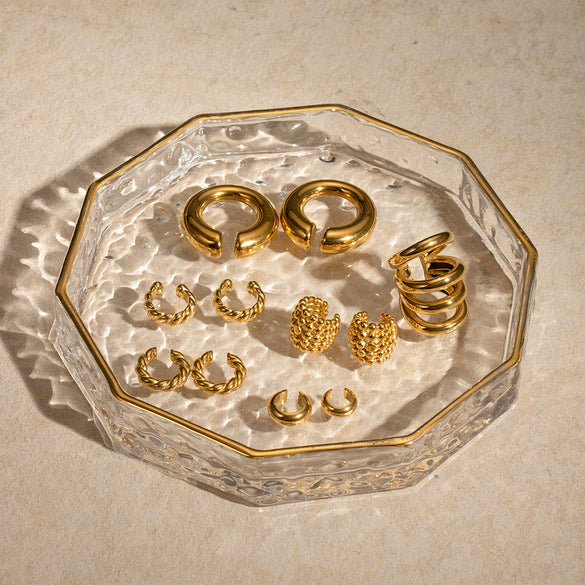 Wholesale Stainless Steel Retro Geometric Ear Clip Earrings Without Ear Holes Electroplating