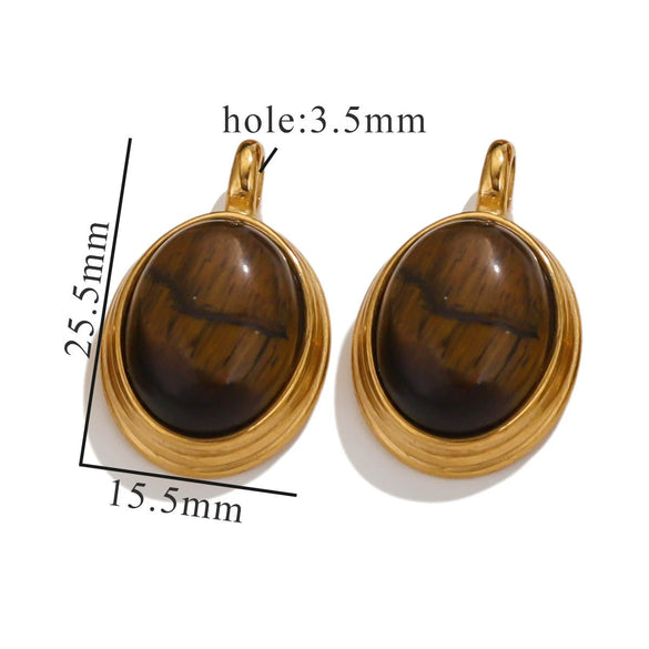Wholesale Stainless Steel Retro Geometric Handmade Natural Stone Inlay Jewelry Pendant For Necklace And Bracelet