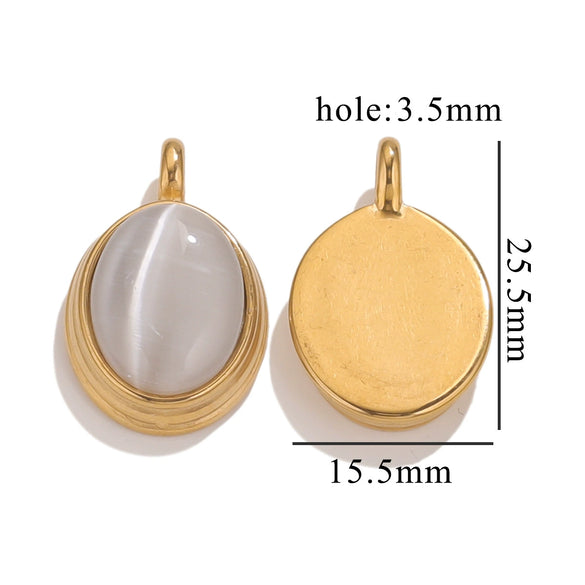 Wholesale Stainless Steel Retro Geometric Handmade Natural Stone Inlay Jewelry Pendant For Necklace And Bracelet