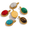 Wholesale Stainless Steel Retro Geometric Handmade Natural Stone Inlay Jewelry Pendant For Necklace And Bracelet