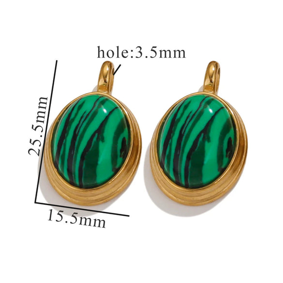 Wholesale Stainless Steel Retro Geometric Handmade Natural Stone Inlay Jewelry Pendant For Necklace And Bracelet