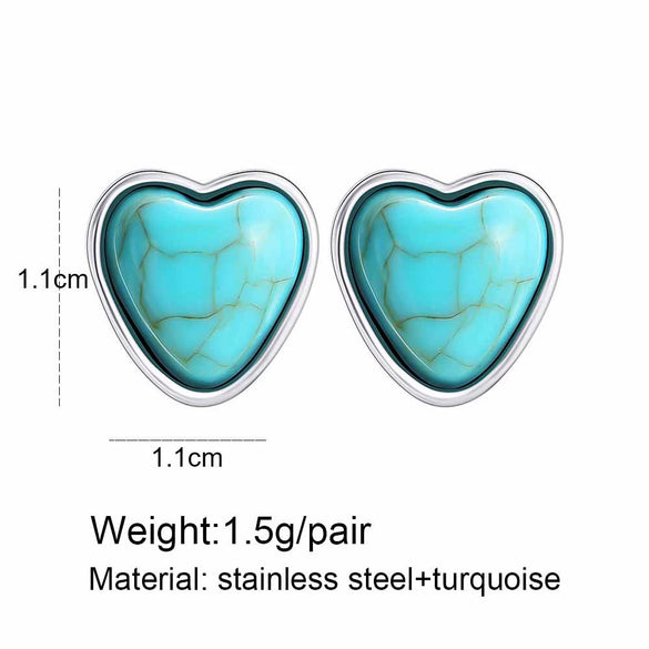 Wholesale Stainless Steel Retro Geometric Heart Earrings Electroplated