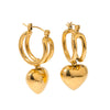 Wholesale Stainless Steel Retro Geometric Heart Sliding Pendant Earrings Vacuum Electroplated Jewelry For Women
