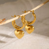 Wholesale Stainless Steel Retro Geometric Heart Sliding Pendant Earrings Vacuum Electroplated Jewelry For Women