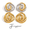 Wholesale Stainless Steel Retro Geometric Hollow Earrings With Electroplating For Women