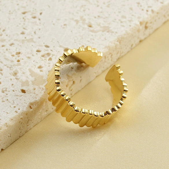 Wholesale 316L Stainless Steel Retro Geometric Irregular Ring Electroplated