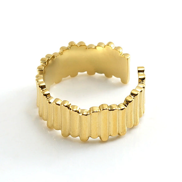 Wholesale 316L Stainless Steel Retro Geometric Irregular Ring Electroplated