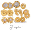 Wholesale Stainless Steel Retro Geometric Leaf Earrings Set For Women