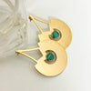 Wholesale Stainless Steel Retro Geometric Lines Emerald Long Earrings With Real Gold Electroplating