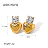 Wholesale Stainless Steel Retro Geometric Loveshaped Earrings Inlaid With White Diamond 18K Gold Antiallergic And Nonfading