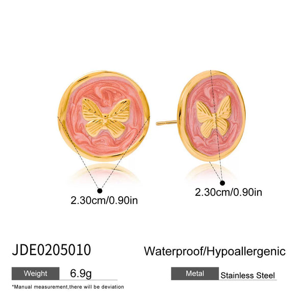 Wholesale Stainless Steel Retro Geometric Oil Drop Flower Earrings With Electroplating