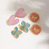 Wholesale Stainless Steel Retro Geometric Oil Drop Flower Earrings With Electroplating
