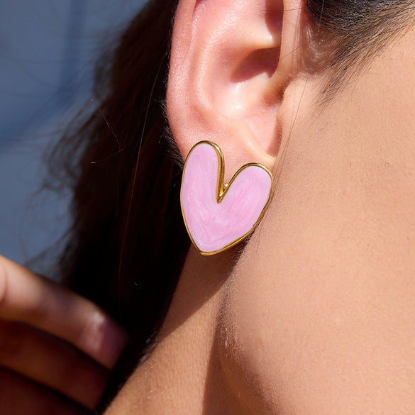 Wholesale Stainless Steel Retro Geometric Oil Drop Flower Earrings With Electroplating