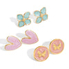 Wholesale Stainless Steel Retro Geometric Oil Drop Flower Earrings With Electroplating