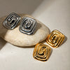 Wholesale Stainless Steel Retro Geometric Rectangular Spiral Vortex Shape Earrings Electroplating Jewelry