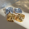 Wholesale Stainless Steel Retro Geometric Rectangular Spiral Vortex Shape Earrings Electroplating Jewelry