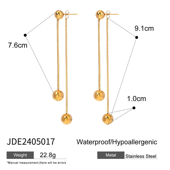 Wholesale Stainless Steel Retro Geometric Round Steel Ball Earrings Jewelry