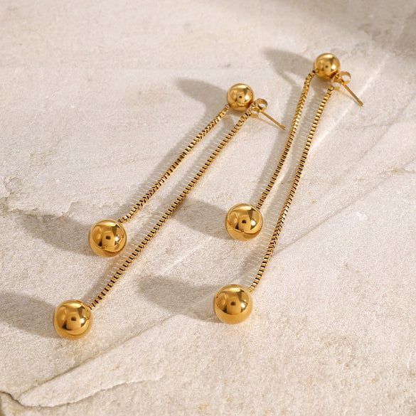 Wholesale Stainless Steel Retro Geometric Round Steel Ball Earrings Jewelry