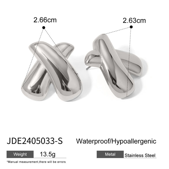 Wholesale Stainless Steel Retro Geometric Xshaped Earrings With Vacuum Plating For Women