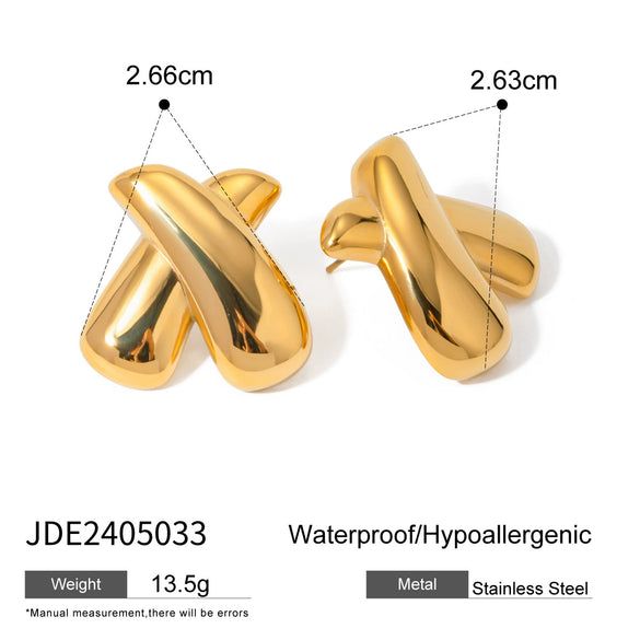 Wholesale Stainless Steel Retro Geometric Xshaped Earrings With Vacuum Plating For Women