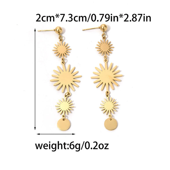 Wholesale Stainless Steel Retro Gold Round Tassel Geometric Women's Earrings With Electroplating
