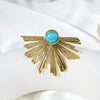 Wholesale Stainless Steel Retro High Street Ring With Inlaid Blue Turquoise In Radial Tree Shape And Electroplating Treatment