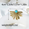 Wholesale Stainless Steel Retro High Street Ring With Inlaid Blue Turquoise In Radial Tree Shape And Electroplating Treatment