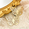 Wholesale Stainless Steel Retro Hollow Butterfly Design Heavy Industry Electroplated Real Gold Women's Earrings
