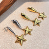 Wholesale Stainless Steel Retro Minimalist Geometric Star Earrings Electroplated