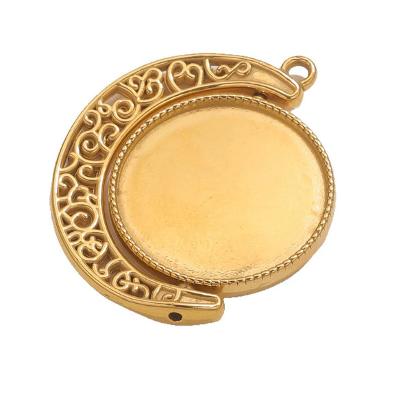 Wholesale Stainless Steel Retro Rotating Base Moon Circle Pendant Jewelry Accessories With Electroplating Treatment