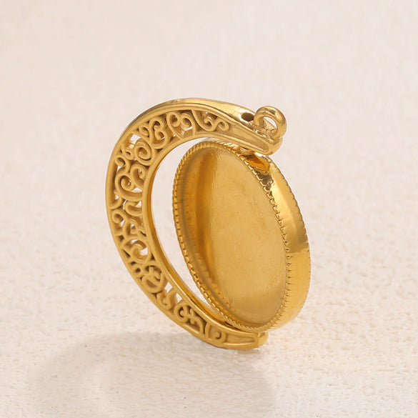 Wholesale Stainless Steel Retro Rotating Base Moon Circle Pendant Jewelry Accessories With Electroplating Treatment