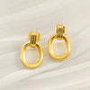 Wholesale Stainless Steel Retro Round Geometric Electroplated Women's Earrings