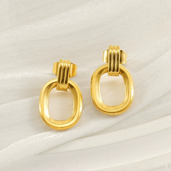 Wholesale Stainless Steel Retro Round Geometric Electroplated Women's Earrings