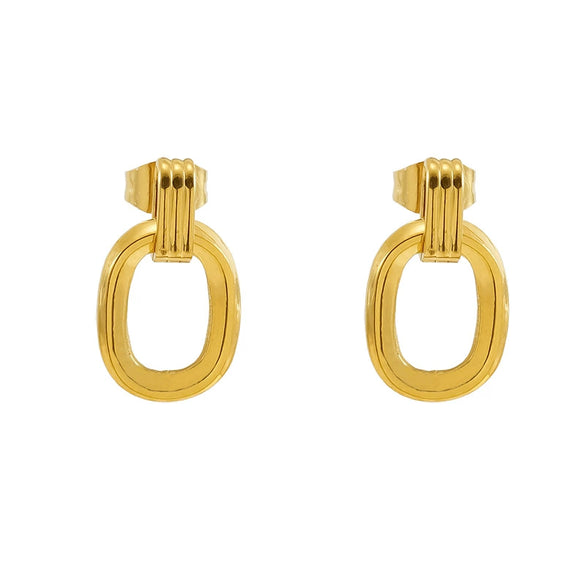 Wholesale Stainless Steel Retro Round Geometric Electroplated Women's Earrings