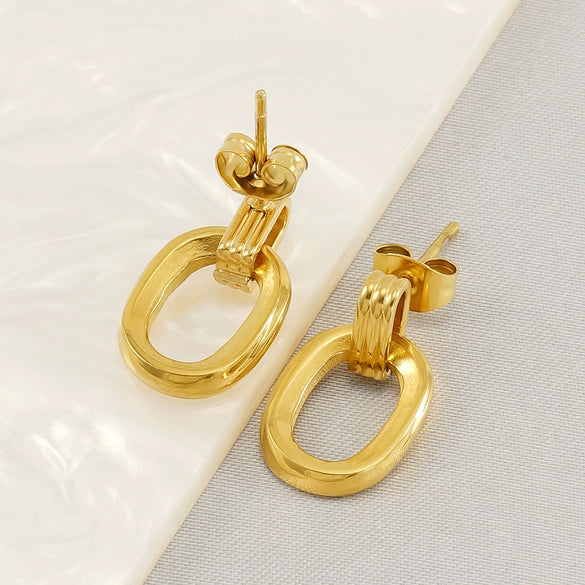 Wholesale Stainless Steel Retro Round Geometric Electroplated Women's Earrings