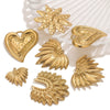 Wholesale Stainless Steel Retro Style Embossed Texture Gold Pendant Set With Flower Heart Fanshaped And Leaf Shapes Electroplated Diy Jewelry Accessories
