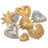 Wholesale Stainless Steel Retro Style Embossed Texture Gold Pendant Set With Flower Heart Fanshaped And Leaf Shapes Electroplated Diy Jewelry Accessories