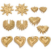Wholesale Stainless Steel Retro Style Embossed Texture Gold Pendant Set With Flower Heart Fanshaped And Leaf Shapes Electroplated Diy Jewelry Accessories